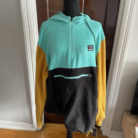 Massive Outdoor Jacket Color Block 1/4 Zip Polar Fleece Hoodie XXL NWT Flaw - Picture 10 of 10